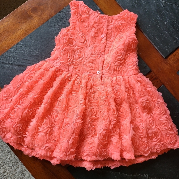 Cherokee rosette neon coral dress - Picture 3 of 4